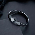 FTCY Hematitelack Black Gallstones Elastic Square Bead Bracelet For Men Hemios Hematite Bangles Restore Confidence Nhance Mental