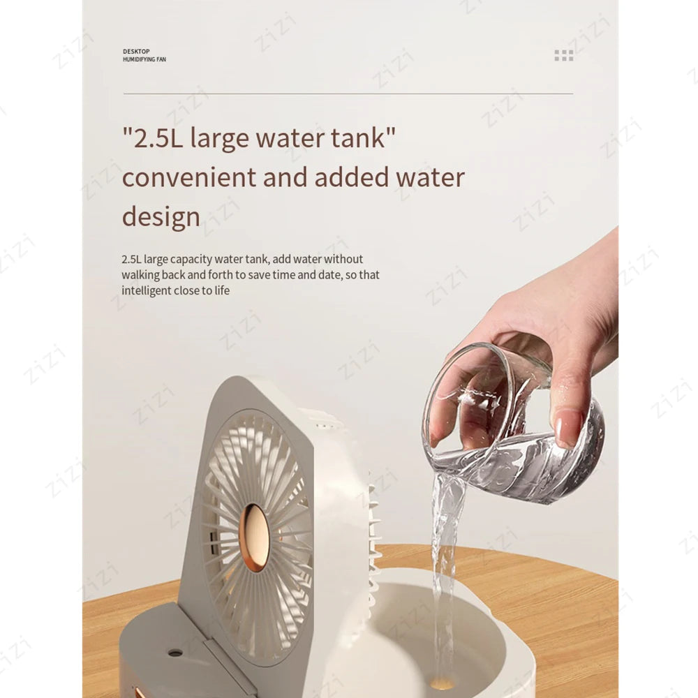 Double Port Spray High-capacity Electric Fan Humidifier USB Portable Portable Remote Control Humidifier with Atmosphere Light