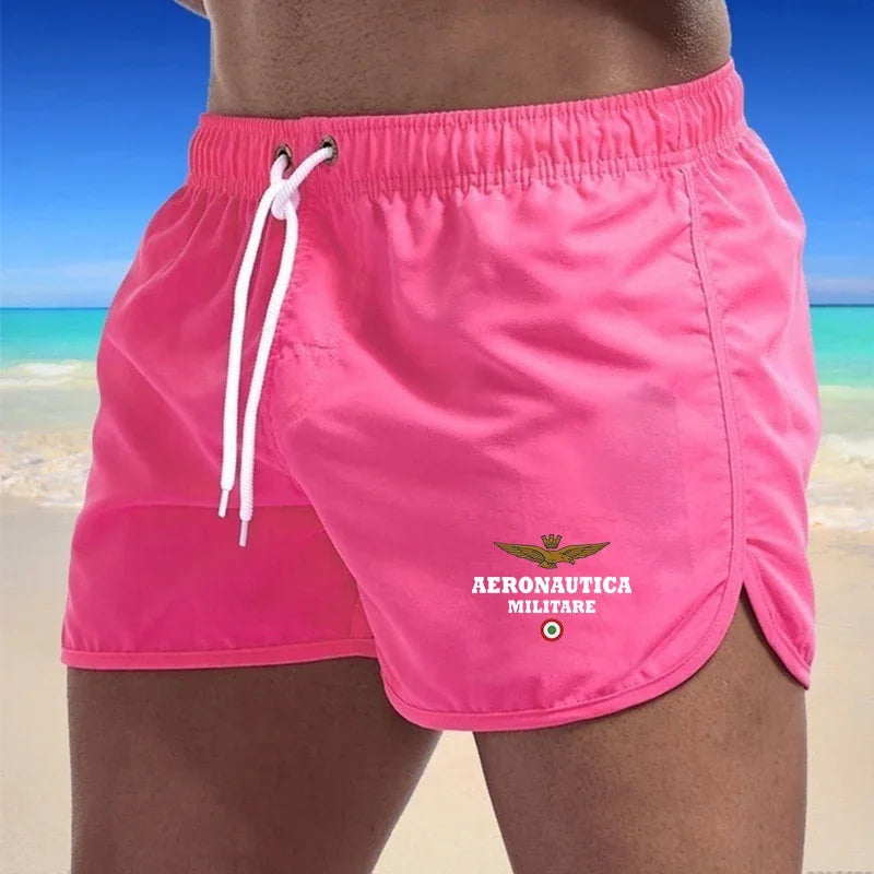 2024 Men's Fashion Printed Swimming Shorts Quick-Drying Beach Suit Breathable Drawstring Pocket
