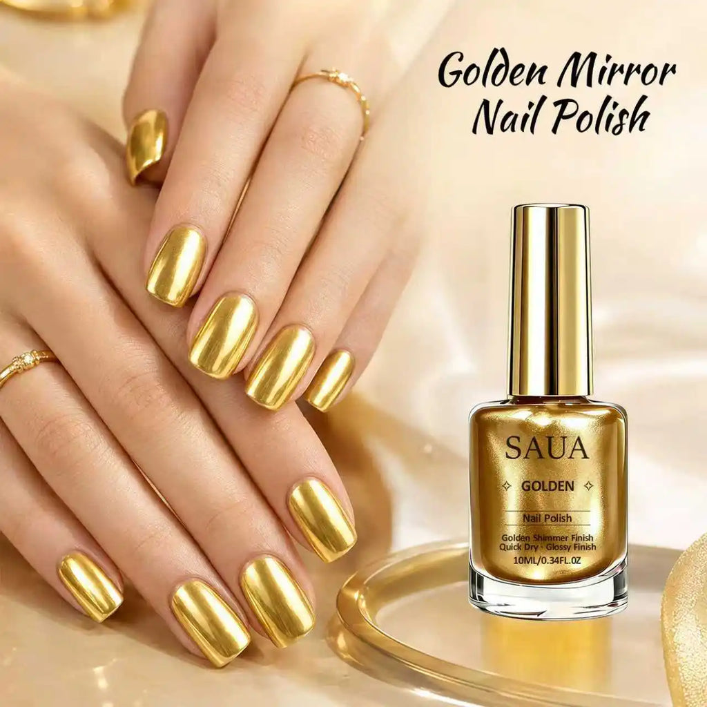 10ml Gold Metallic Nail Polish – Quick-Drying, No Lamp Required; Delivers a Long-Lasting, Natural Mirror-Like Metallic Finish.