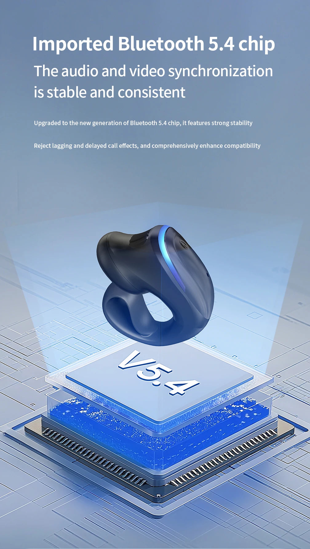 Long Time Wear Ultra Long Battery Life Wireless Bluetooth 5.3 Headset Clip-On Earphone For iPhone For Huawei For Realme For Vivo