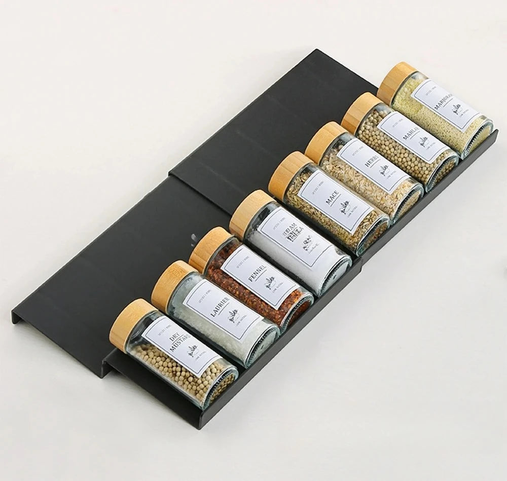 4 Layers Kitchen Spice Drawer Organizer Adjustable Spice Rack for Spice Jars Seasoning Bottles Cabinet Pantry Kitchen Organizer