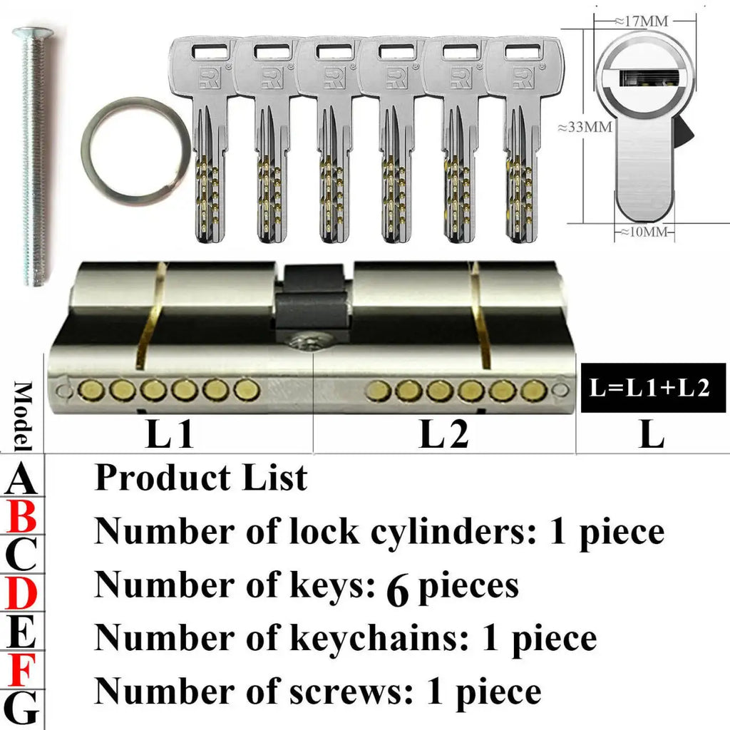 Customize the same key to open all cylinder doors European standard high quality Door lock 11-pin anti-theft lock cylinder