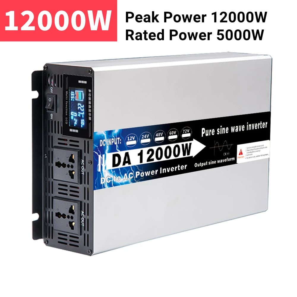 8000W 10000W 12000W Inverter 12V 24V 48V 60V 72V To AC 110V 220V Pure Sine Wave Solar Power Inverter Voltage Frequency Converter