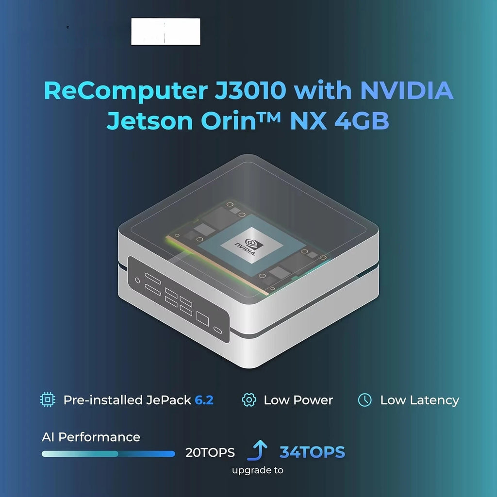 Orin Nano 4GB ReComputer J3010 Edge AI Device - Super Mode, 4xUSB 3.2, M.2 Key E/M