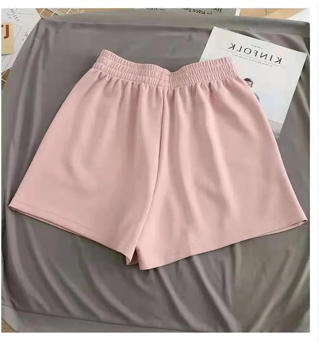 Women Summer 2026 Loose Slim Drawstring Hot Pants Korean High Waisted Wide Leg Casual Versatile Sports Shorts for Outdoor Wear