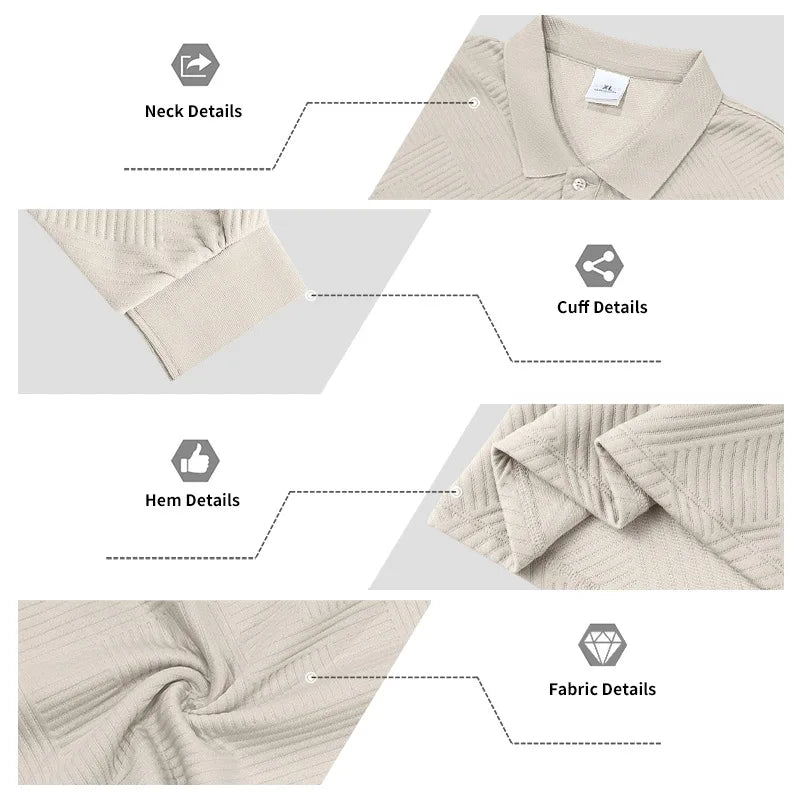 2025 spring and autumn men's light luxury casual simple lapel jacquard POLO button-down long-sleeved sweater