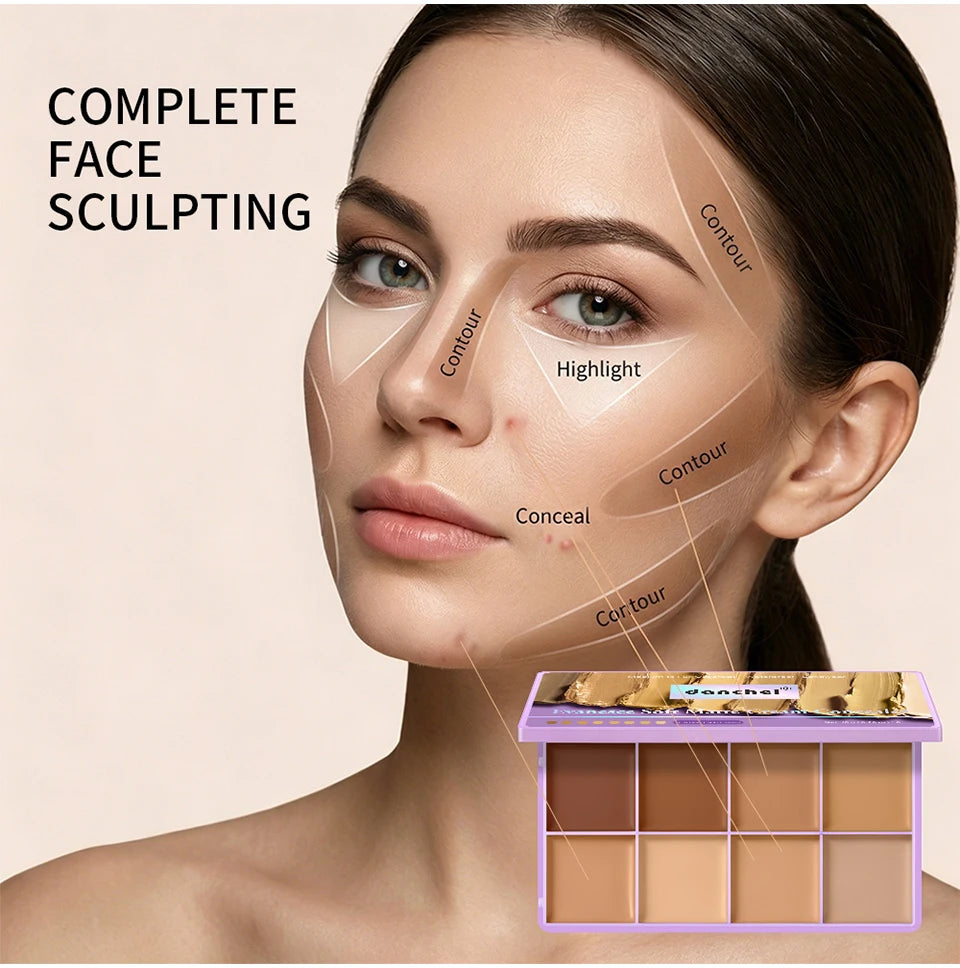 8 Shade Soft Matte Cream Concealer Palette Full Coverage Fade Dark Circles Blemishes Waterproof Long Lasting Oil Control Makeup