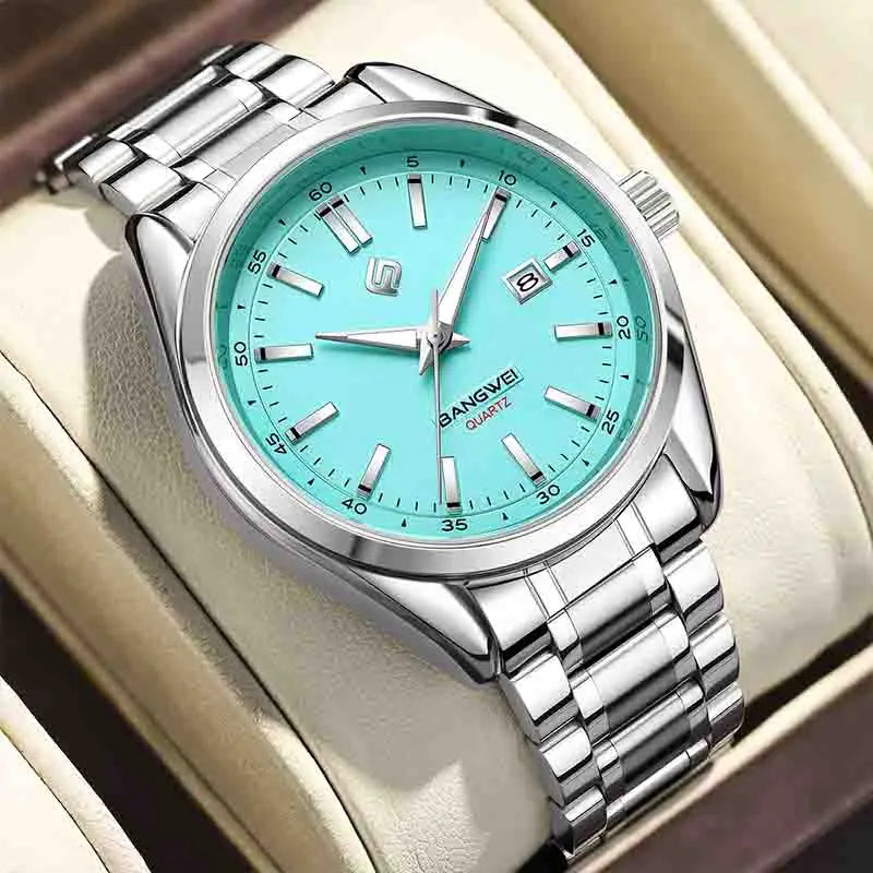 BANGWEI 2025 Business Men's Watch Waterproof Stainless Steel Quartz Watch Luminous Fashion Calendar Watches for Men Reloj Hommes