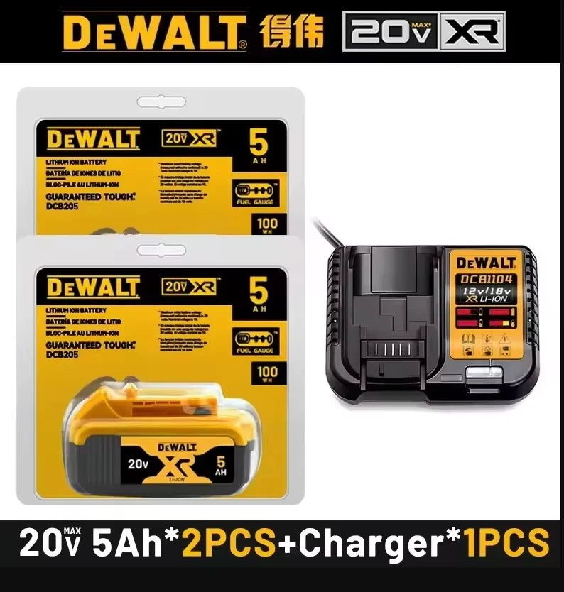 100% DEWALT Original 18V 20V 6.0AH 5Ah, DCB206, DCB205 With Fast Charging, 20V Lithium Battery, Power Tool Battery 20V Dewalt