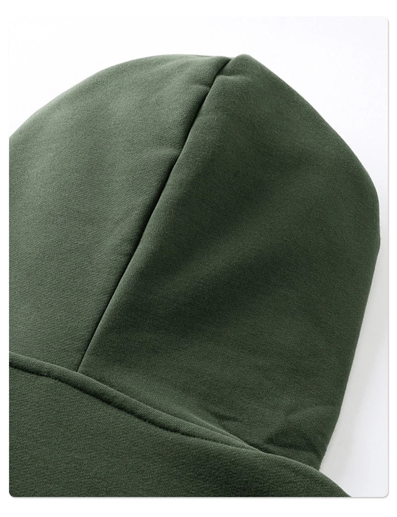 ZODF Trendy Winter Man Warm 430gsm Fleece Zipper Hoodies Unisex Solid Loose Zip-Up Hooded Coats Brand Outfit HY1130