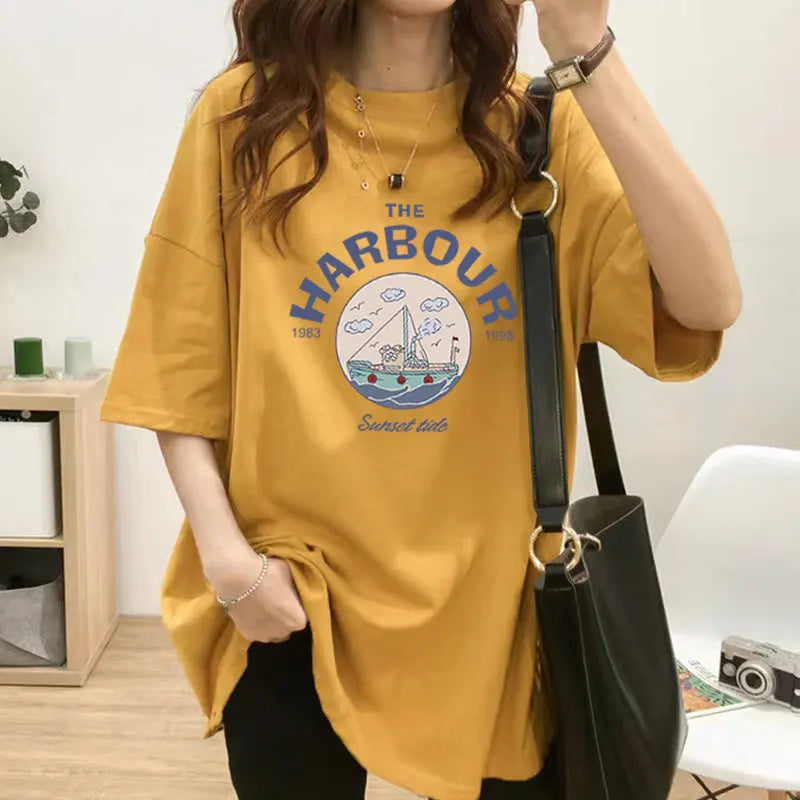 Women's Maternity Postpartum Wear Feeding Clothes Short Sleeved Pregnant Woman Loose Top Maternity Clothes Nursing T-Shirt