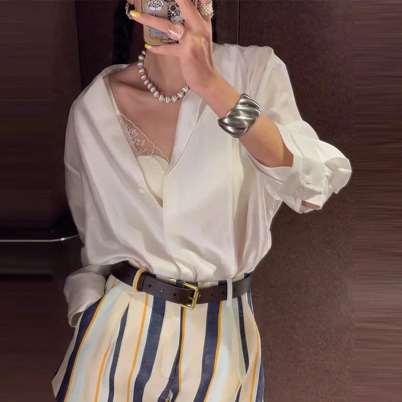 Chic Striped Women's Shorts Loose Mid-Waist Button Pocket Lady Short Pants 2026 Summer Autumn Fashion Female Street Bottoms
