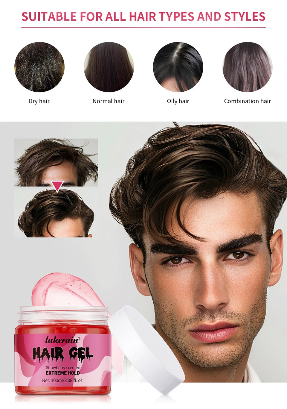 Edge Control Hair Styling Cream For Men Anti Frizz Moisturizing Non Sticky Curl Defining Smoothing Hair Wax For Hairline Edge