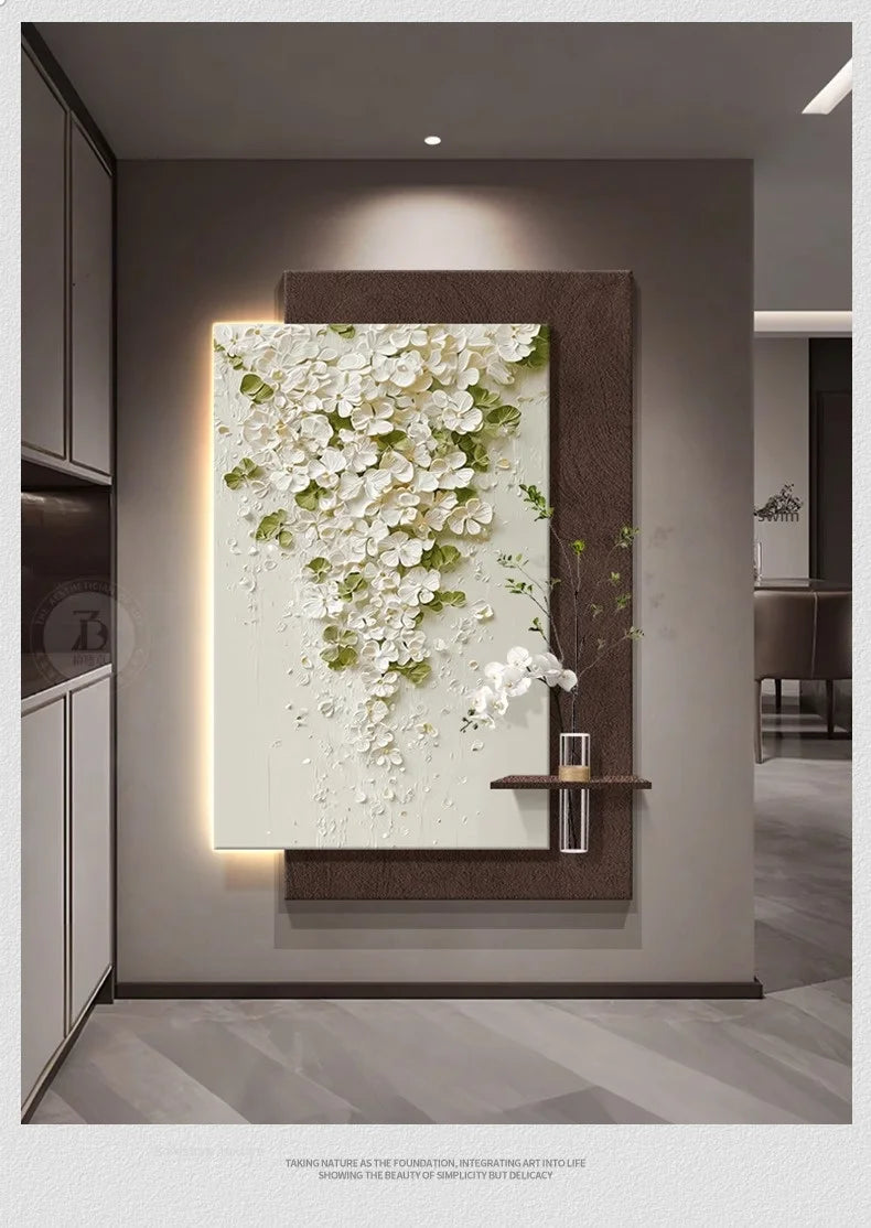 Led Light Hydroponic Green Plants Entrance Door Decoration High-end Feeling Corridor Hanging Flower Wall Lamp Painting