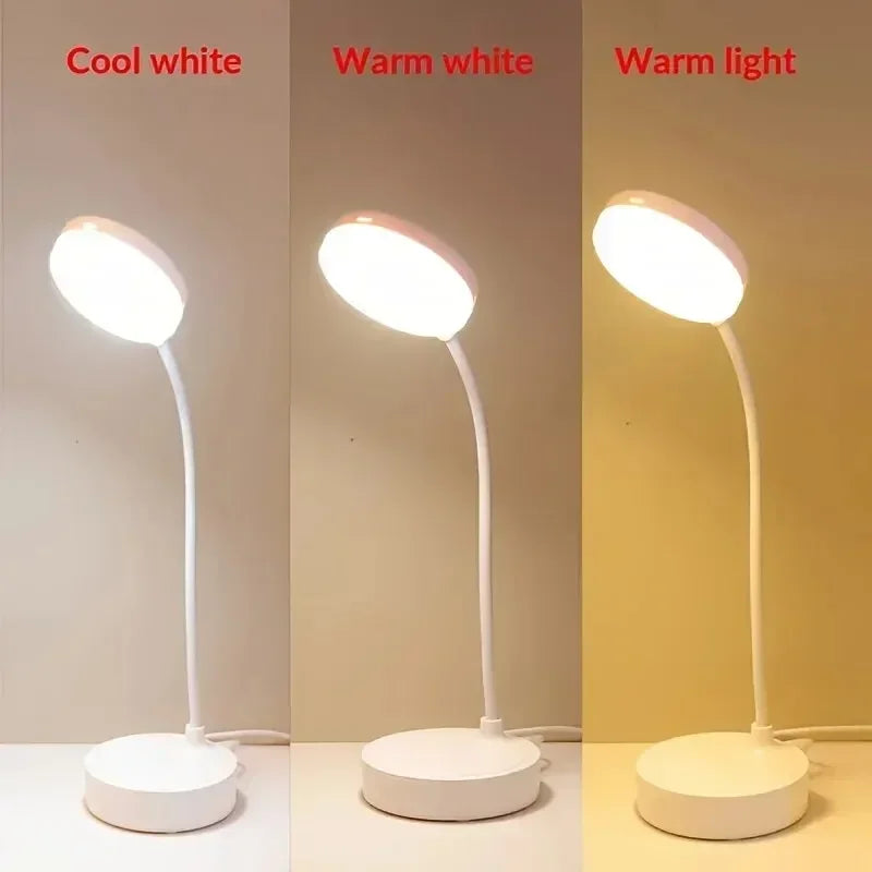3-Level Dimmable Wireless LED Desk Lamp, Plug-in Powered Touch Control Table Light. Portable Night Light for Bedroom, Study Room