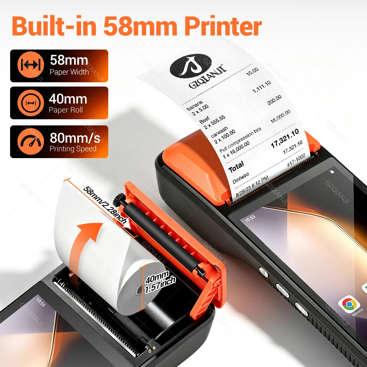 Android 13 Handheld Terminal POS PDA Printer All in one Portable 58mm Thermal Receipt Printer 4G Bluetooth Ticket Bill POS PDA
