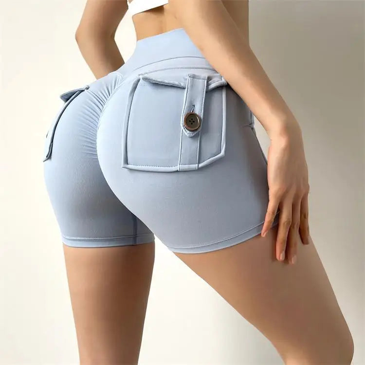 TRY TO BN Women's Sports Shorts with Pockets Butt Lifting High Waist Booty Scrunch Gym Workout Running Biker Yoga Fitness Shorts