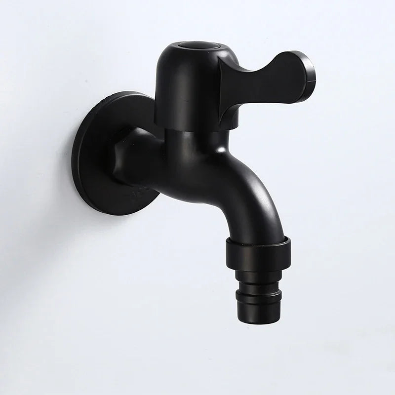Faucets Black Brass Wall Mounted Bathroom Corner Washing Machine Cold Water Faucet Outdoor Garden Bibcock Toilet Mop Pool Taps