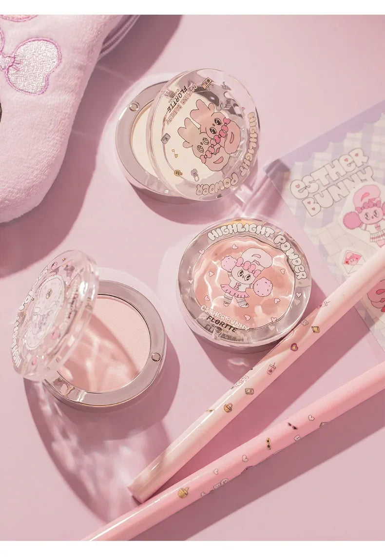 FLORTTE BUNNY Monochrome highlighting powder Naturally Brightening Facial Blush Cream High Gloss Face Blusher Makeup Cosmetics