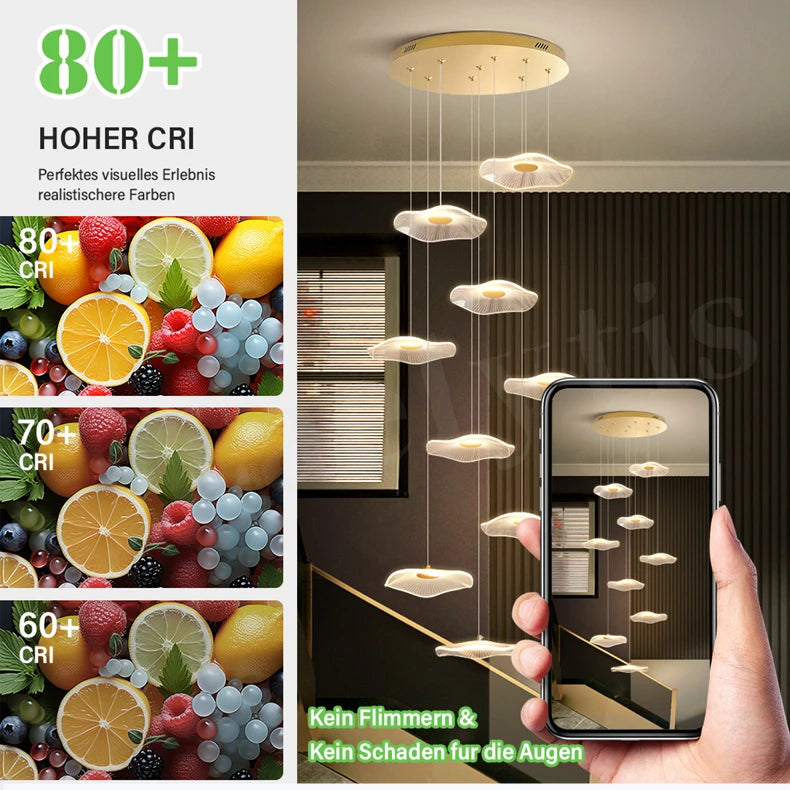 Modern LED Stair Chandeliers For Living Room Dining Room Pendant Lights Home Decoration Indoor Lamps  Hanging Lighting Fixtures