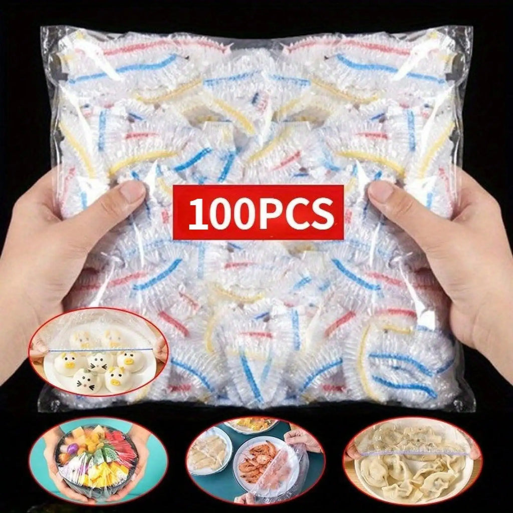 100pcsHousehold plastic wrap for fruits and vegetables disposable thickened fresh-keeping cover elastic mouth food grade plastic