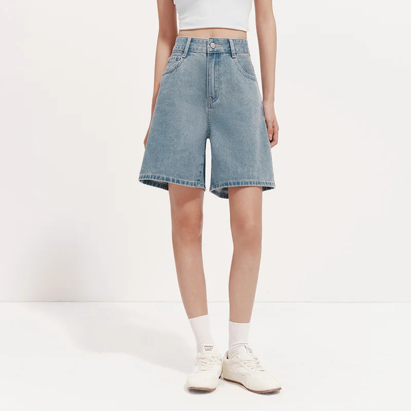 Semir Women Pants Denim Cool Feeling Antibacterial Vintage Distressed A Line Straight Leg 2026 Summer Casual Top