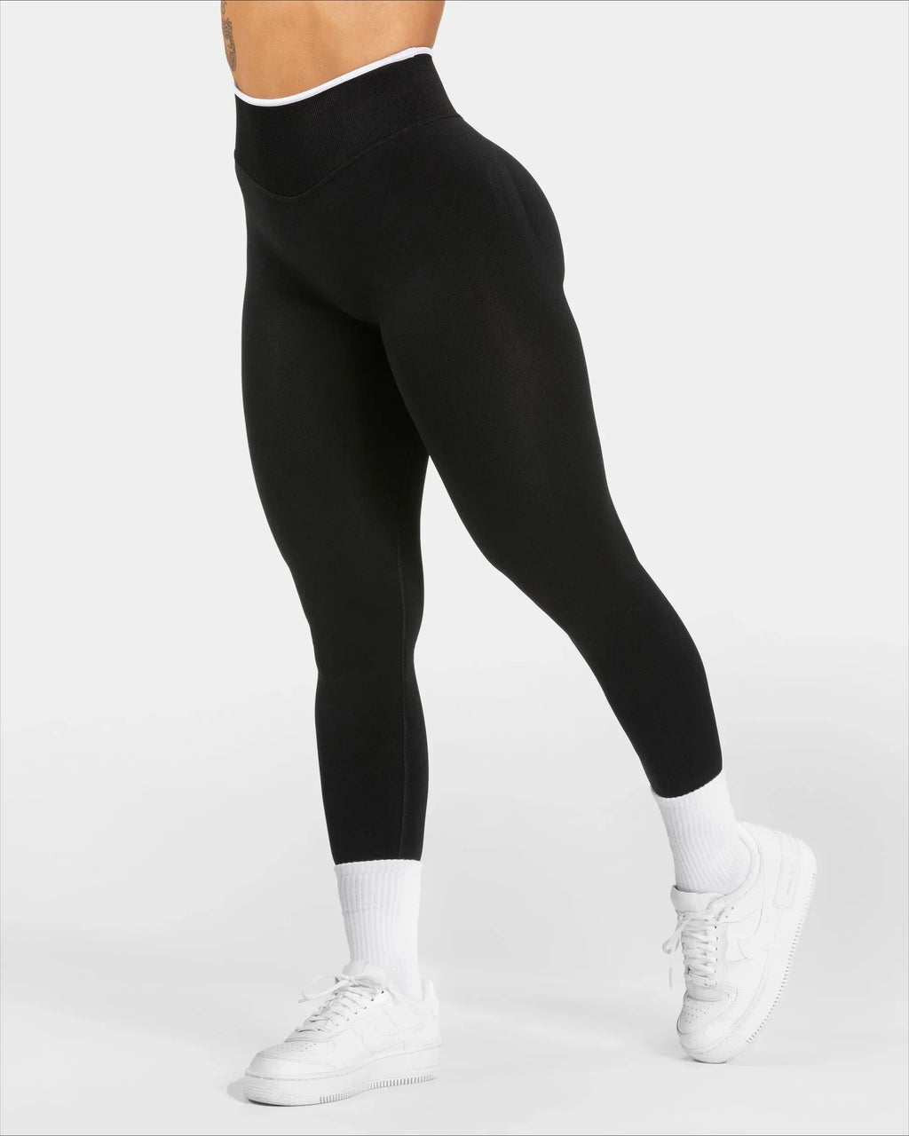 Women's Seamless Gym Solid Color Sports Pants White Edge Waist Tight High Waist Hip Lifting Yoga Pants Running Exercise Pants