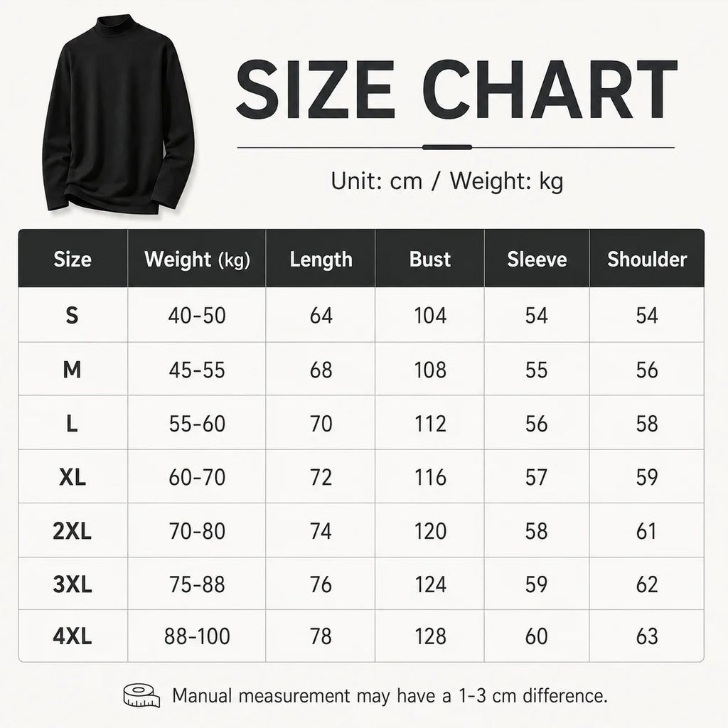 Men's Thermal Turtleneck Shirt Fleece Lined Long Sleeve Warm Pullover Loose Fit Casual Knit Top Winter Base Layer