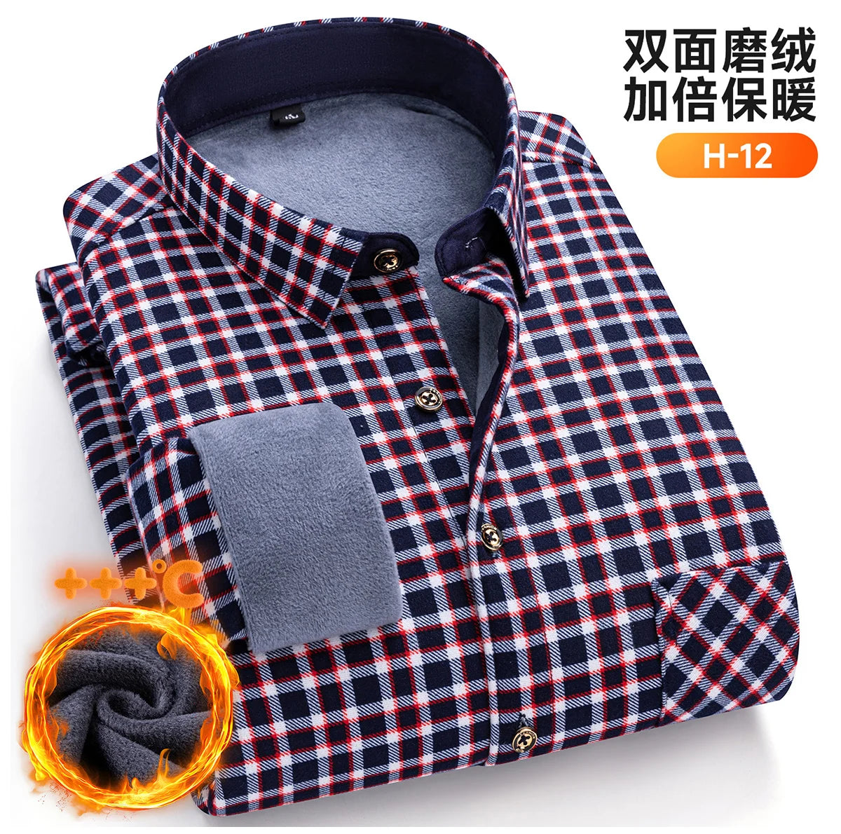 Plus Size 8XL 7XL 6XL Men's Thickene Shirt Long Sleeve Fleece Warm Winter Autumn Casual Soft Print Daily Thermal Male Clothing