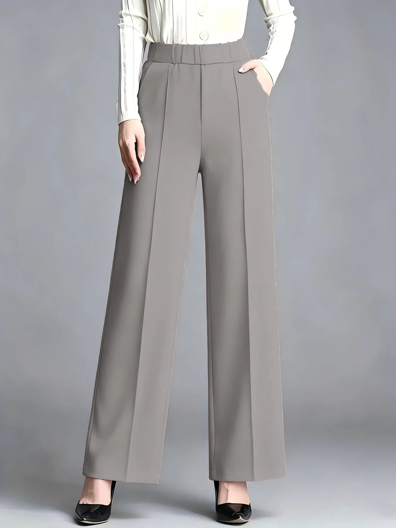 Women High Waist Draped Wide Leg Suit Pants Loose Slimming Straight Casual Versatile Trousers Multiple Colors Daily Commuter
