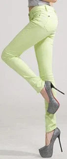 Women's Candy Color Pants Pencil Trousers Spring Autumn Elegant Office Mid Waist Pants For Women Slim Skinny Jeans Pants Female