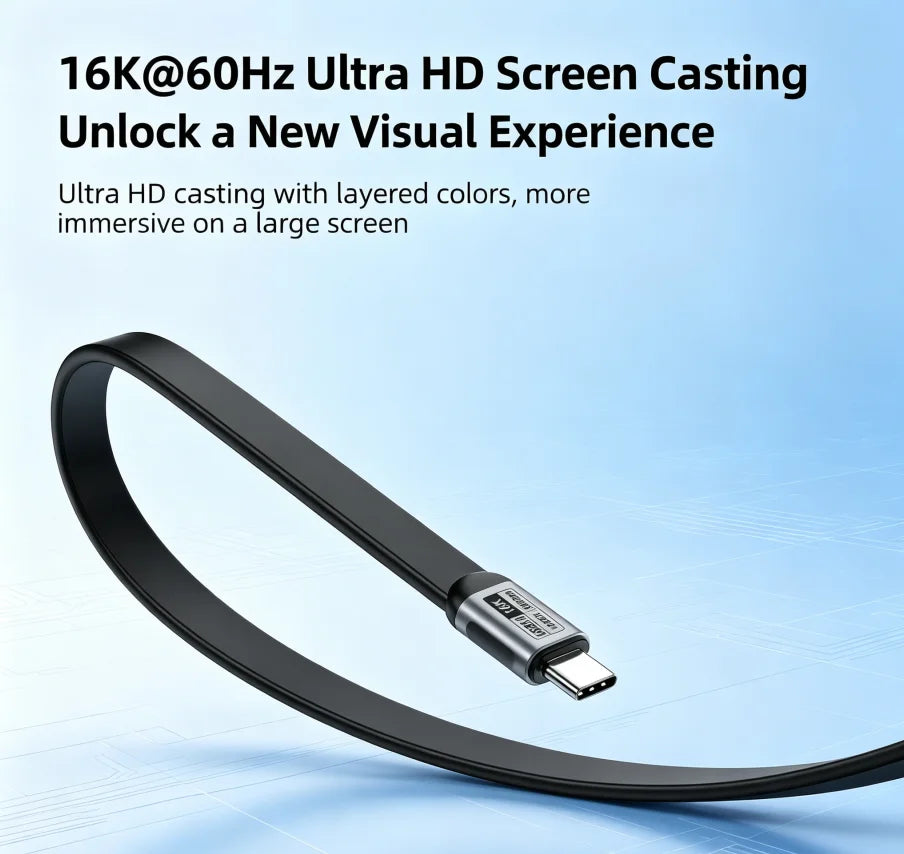 Uyellow USB 5 Cable 80Gbps 240W 16K Type C To C Fast Charging Thunderbolt 3 4 5 USB 5.0 to C Data Transfer Cable Laptop