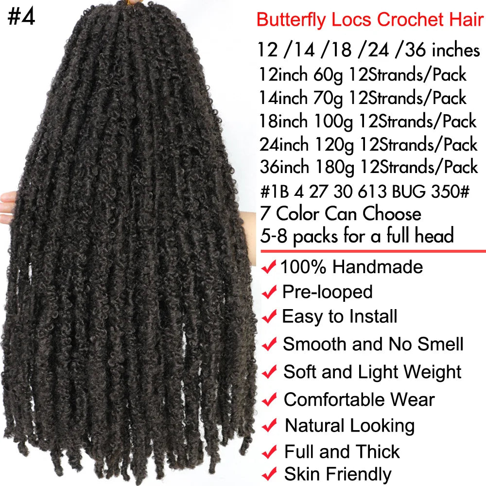 12 14 18 24 36 Inches Distressed Butterfly Locs Crochet Hair Faux Locs Crochet Braids Messy Soft Locs Braiding Hair Extensions