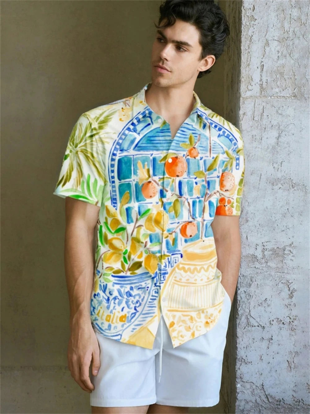 Men's Shirt 3D Flower Print Ethnic Totem Lapel Men's Short Sleeve Tops Men's Shirt Casual Shirt Lapel Button Shirt Oversized