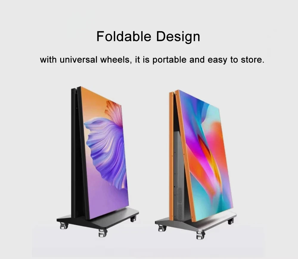Indoor Foldable LED Poster Screen P1.8 P2 P2.5 Portable Digital Display Video Wall for Store Events Exhibition