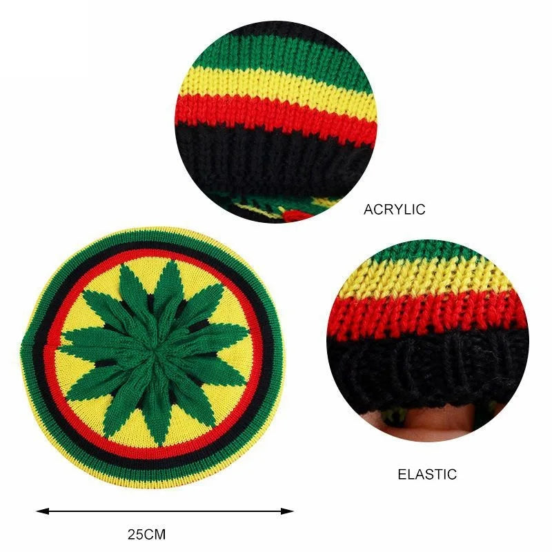 Trendy Striped Rasta Knitted Hats Beret Slouchy Beanie Classic Color Block Skullies Cap Fall Winter Beanie Beret For Women Men