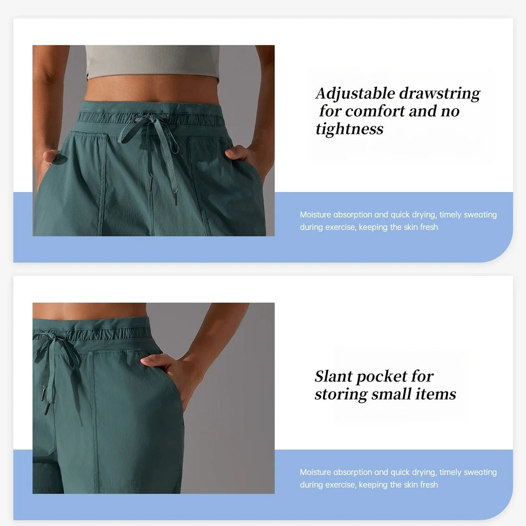 ‌Women's Casual Shorts - Elastic Waistband with Drawstring, Slant Pocket Design, Ideal for Summer & Outdoor‌