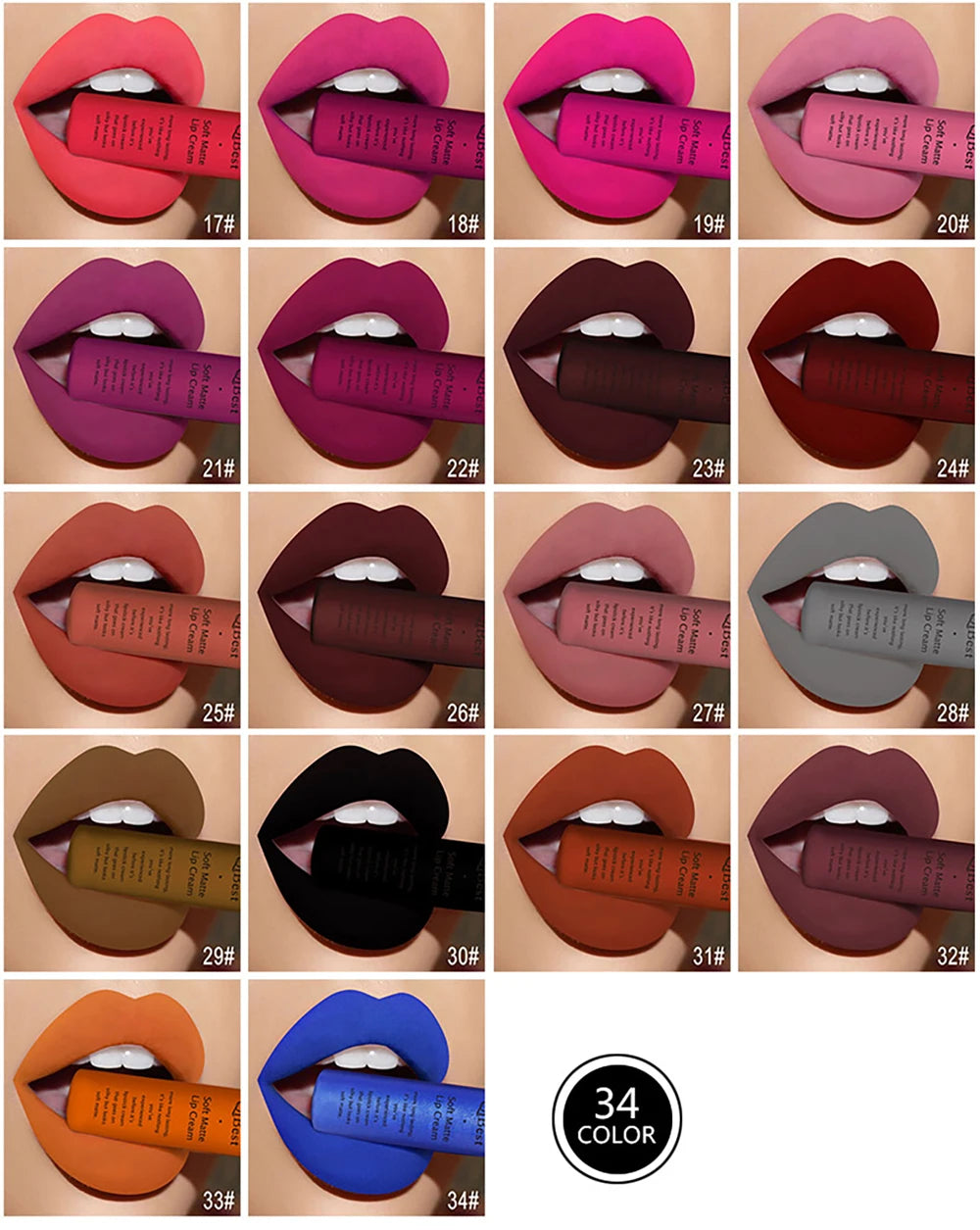 QIBEST Velvet Matte Nude Liquid Lipstick Makeup Sexy Red Lipgloss Waterproof Long-lasting Purple Black Orange Lip Stain Cosmetic