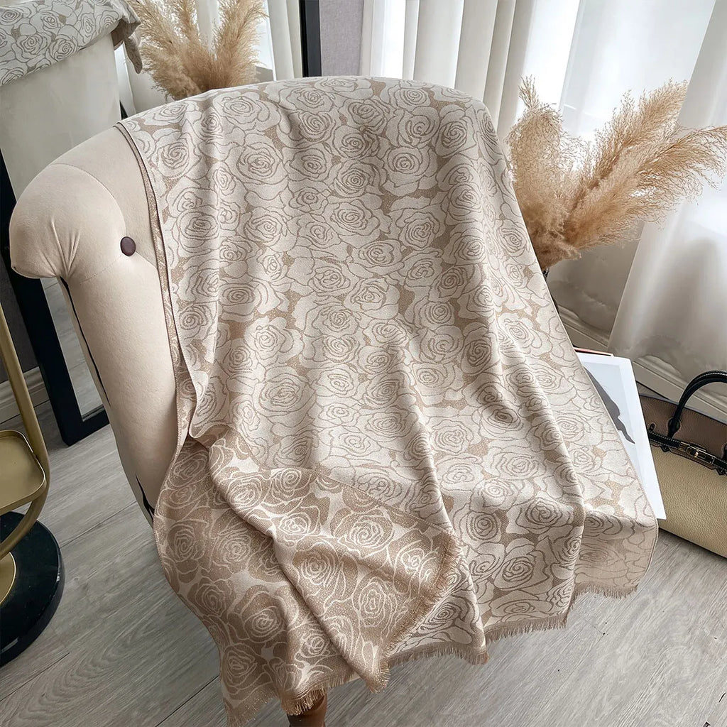 Women Exquisite Golden-Embroidered Hijab for Muslim Ladies Ideal for Spring Fall Sun-Protective Stylish Headwear Shawl Scraf