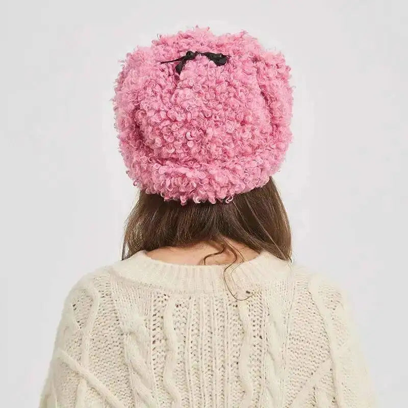 Winter Warm Bomber Hat Women Lamb Wool Faux Fur Hats Outdoor Thicken Earflap Caps Autumn Winter Ear Protect Ski Hat