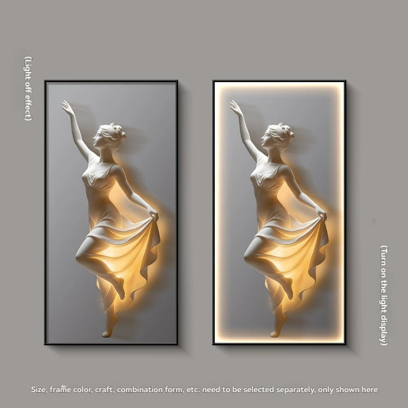 Modern Light Luxury Entrance Door Decoration Painting, Simple Abstract Corridor Hanging Painting Wall Lamp Painting Led Lights