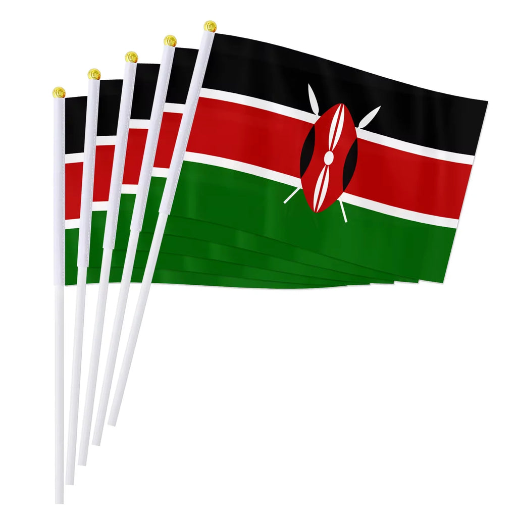 14*21cm Kenya Hand Flag, Kenya Kenyan National Flag World African Countries Hand Held Small Waving Flag