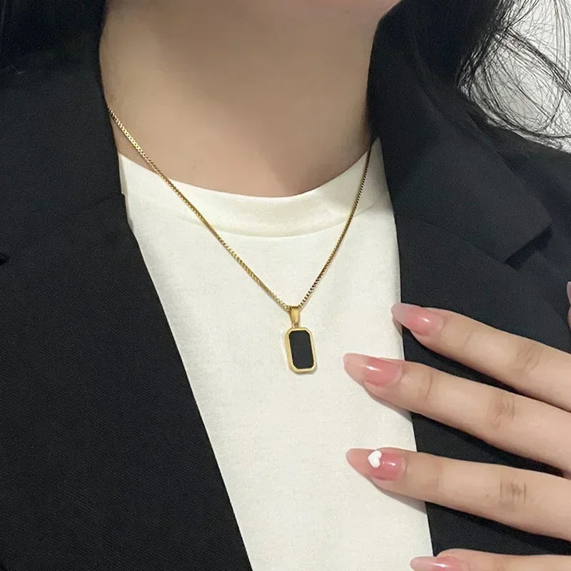 Necklaces Exquisite Minimalist Square Pendant Choker Chains Fashion Necklace For Women Jewelry Party Gifts Подвеска На Шею