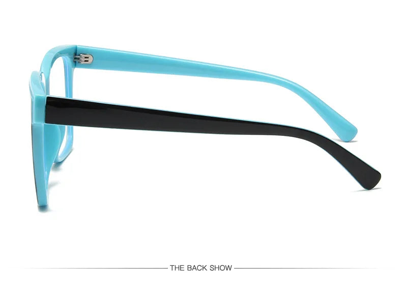 Fashion Double Color Women Cat Eye Glasses Frame Retro TR90 Clear Anti-Blue Light Eyewear Men Optical Blue Yellow Frame
