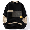 Upgraded Versio Knitted Sweater Fashion Patchwork Knitting Mock Neck Pullovers Autumn Winter Daily Casual Warm Pullover Sweaters