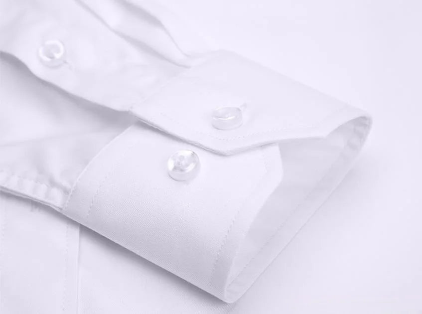 Men Formal Shirt Long Sleeve Autumn Office Solid Color Fashion Business Pocket White Social Pocket Office White Shirt S-7XL 6XL