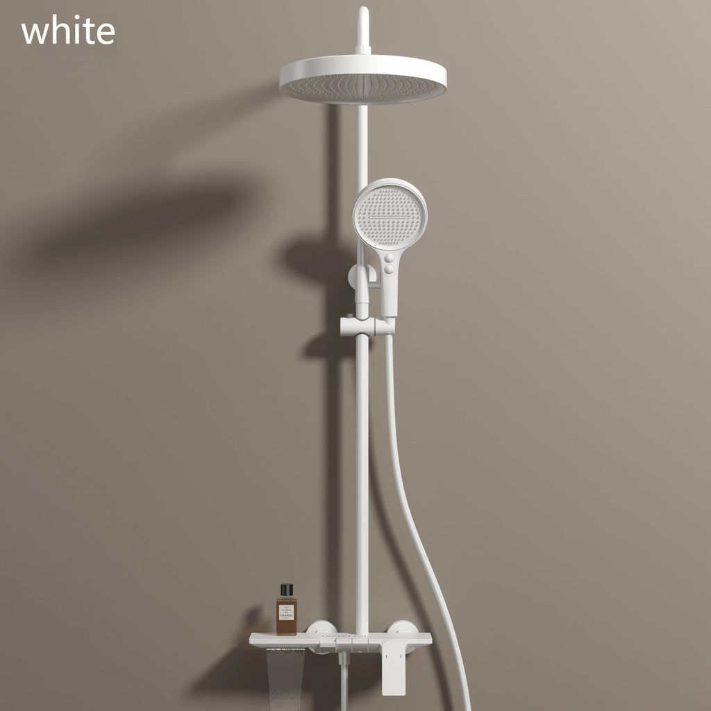 Hot Cold Piano Bathroom Shower System Set Brushed Rose Gold Waterfall Bathroom Faucet Rainfall Piano Bathroom Shower Set