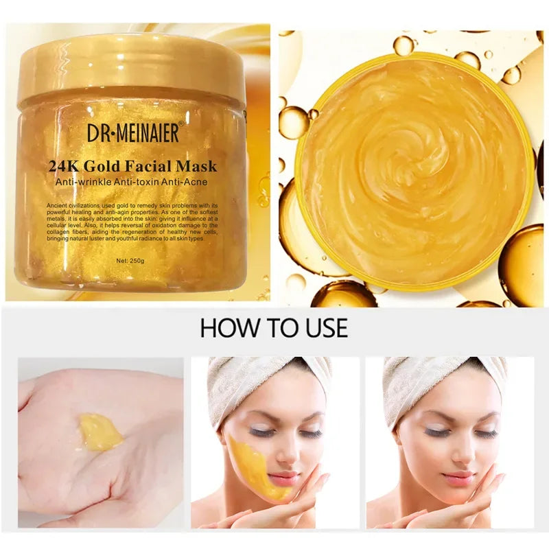250g 24K Gold Collagen Repair Sleeping Facial Mask for Firming, Hydration, and Moisturizing Face Cream Apply-on Mask Skincare