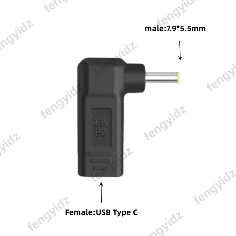 Laptop Power Adapter Connector Dc Plug USB Type C Female to Universal Male Jack Converter for Hp Dell Asus Acer Lenovo Notebook